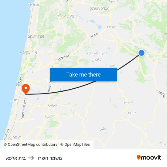 בית אלפא to משמר השרון map