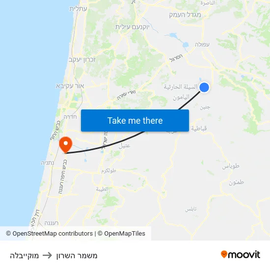 מוקייבלה to משמר השרון map