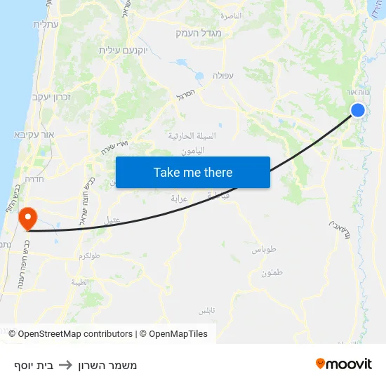 בית יוסף to משמר השרון map