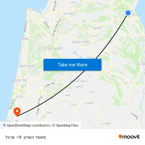 ארבל to משמר השרון map