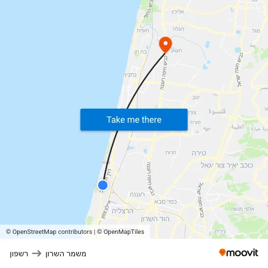 רשפון to משמר השרון map