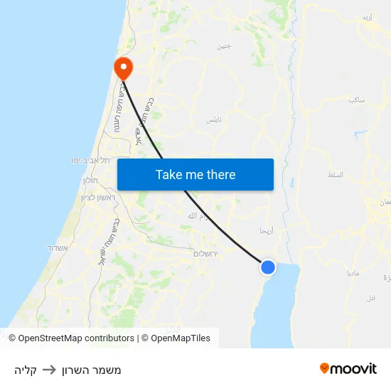 קליה to משמר השרון map