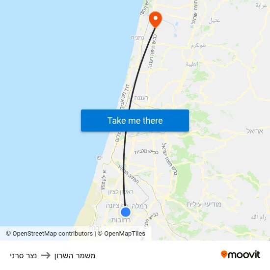 נצר סרני to משמר השרון map