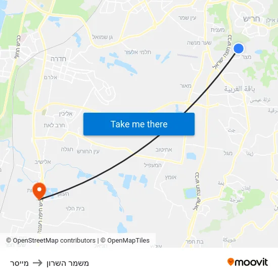 מייסר to משמר השרון map