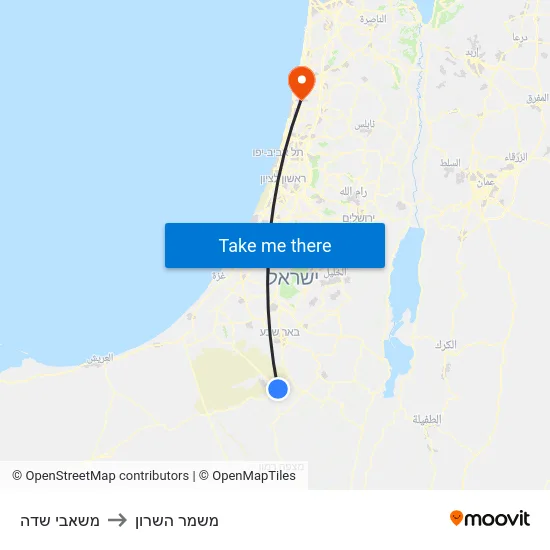 משאבי שדה to משמר השרון map