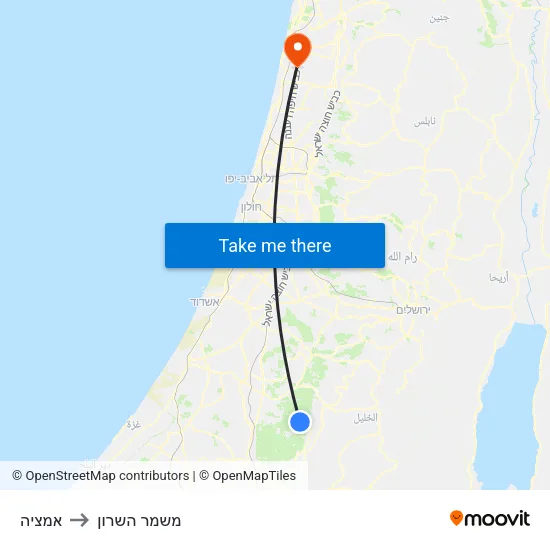 אמציה to משמר השרון map