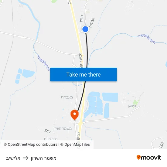 אלישיב to משמר השרון map