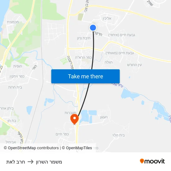 חרב לאת to משמר השרון map
