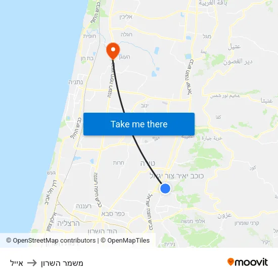 אייל to משמר השרון map