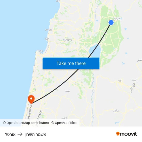אורטל to משמר השרון map