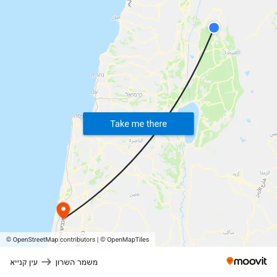 עין קנייא to משמר השרון map