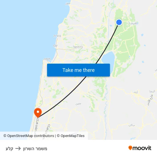 קלע to משמר השרון map