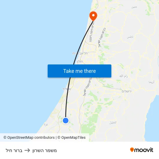 ברור חיל to משמר השרון map