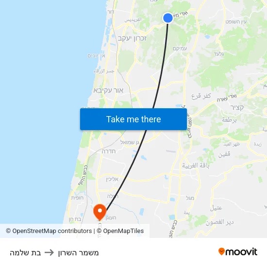 בת שלמה to משמר השרון map