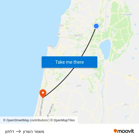 דלתון to משמר השרון map