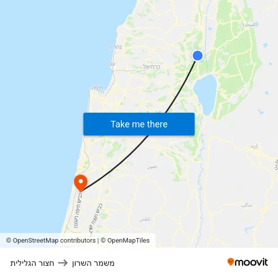 חצור הגלילית to משמר השרון map