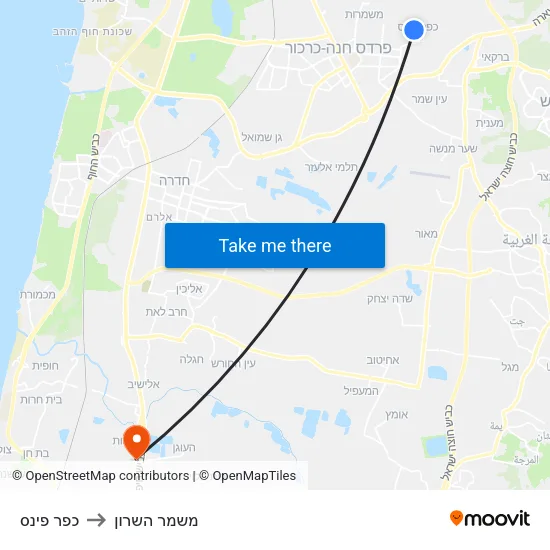 כפר פינס to משמר השרון map
