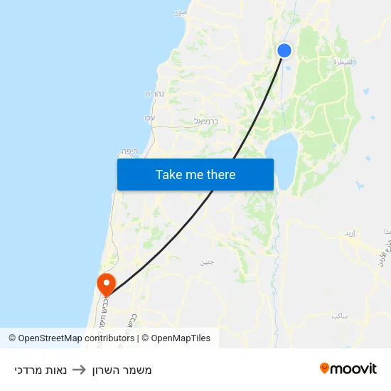 נאות מרדכי to משמר השרון map