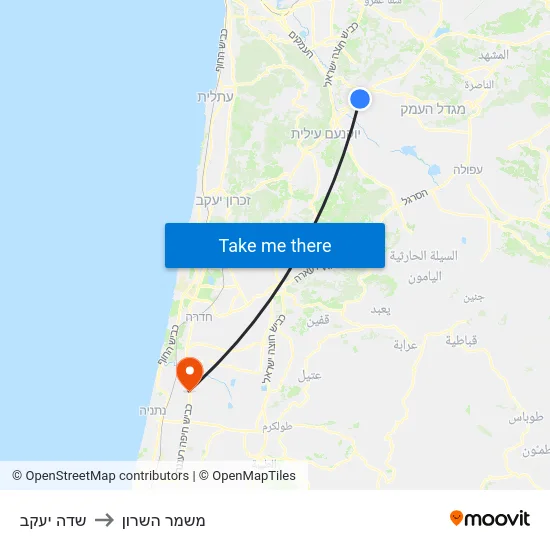 שדה יעקב to משמר השרון map