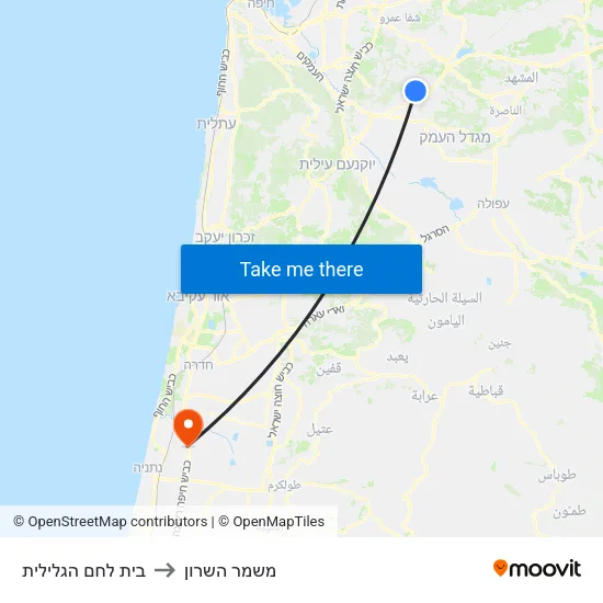 בית לחם הגלילית to משמר השרון map