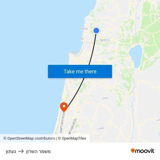 געתון to משמר השרון map