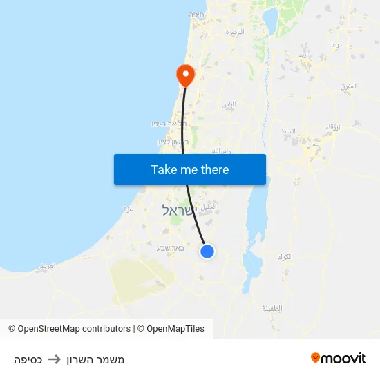 כסיפה to משמר השרון map