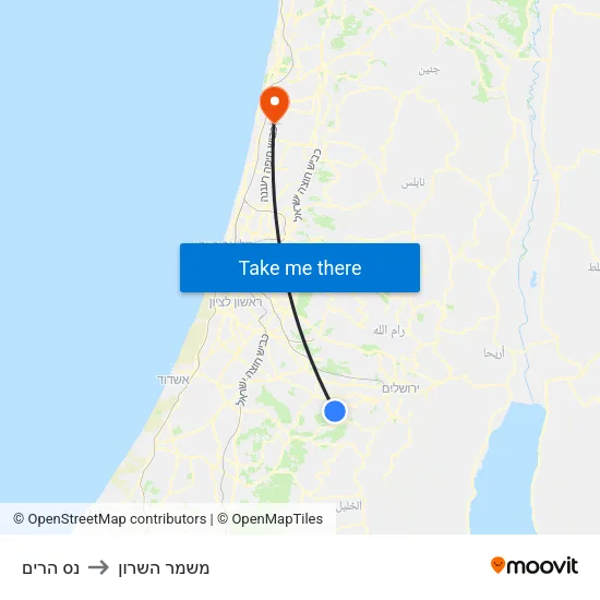 נס הרים to משמר השרון map