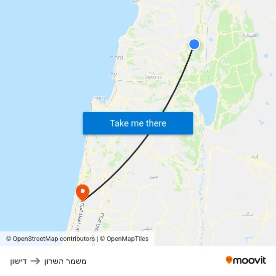 דישון to משמר השרון map