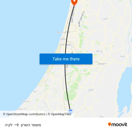 לקיה to משמר השרון map