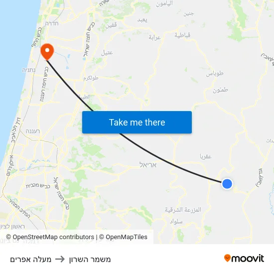 מעלה אפרים to משמר השרון map