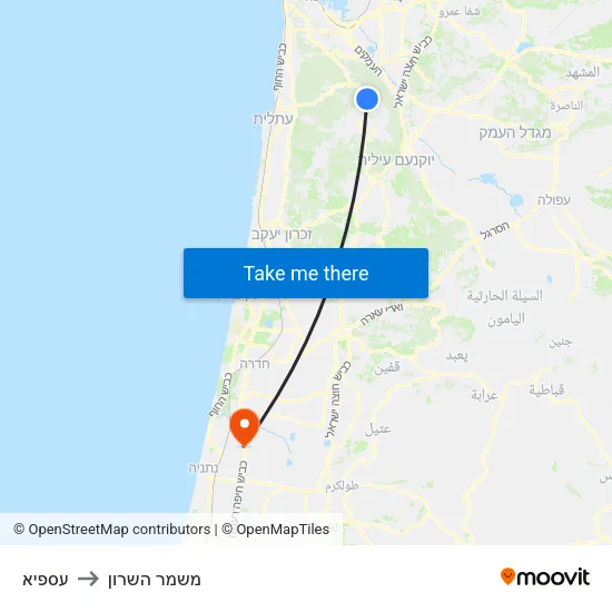 עספיא to משמר השרון map