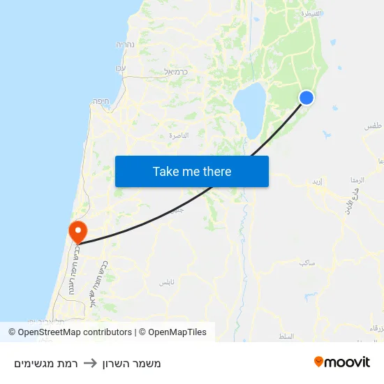 רמת מגשימים to משמר השרון map