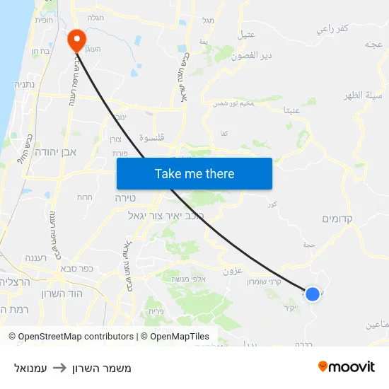 עמנואל to משמר השרון map
