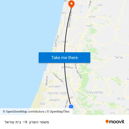 בית עוזיאל to משמר השרון map