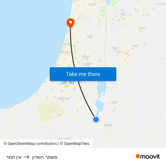 עין תמר to משמר השרון map