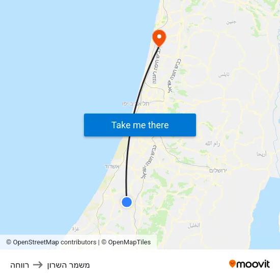 רווחה to משמר השרון map