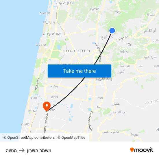 מנשה to משמר השרון map