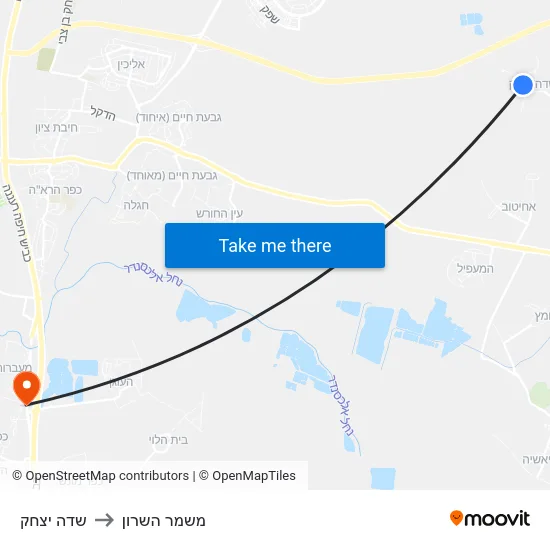 שדה יצחק to משמר השרון map