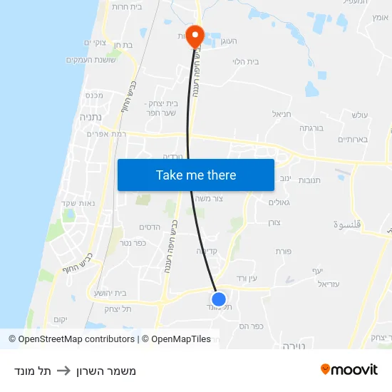 תל מונד to משמר השרון map