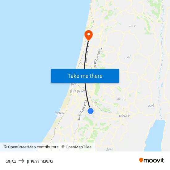 בקוע to משמר השרון map