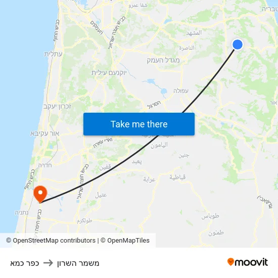 כפר כמא to משמר השרון map