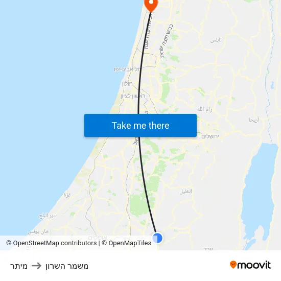 מיתר to משמר השרון map