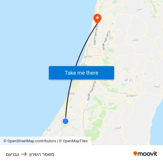 גברעם to משמר השרון map