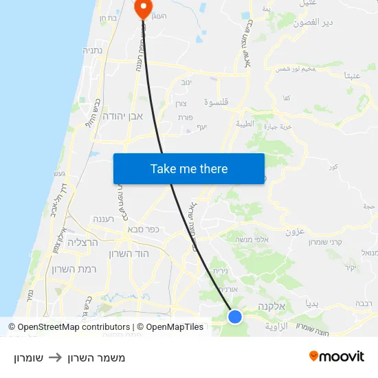 שומרון to משמר השרון map