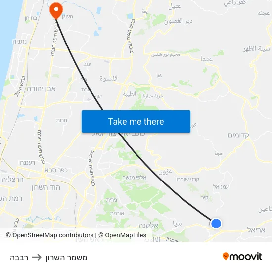 רבבה to משמר השרון map