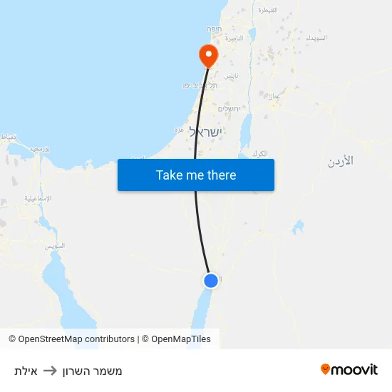 אילת to משמר השרון map