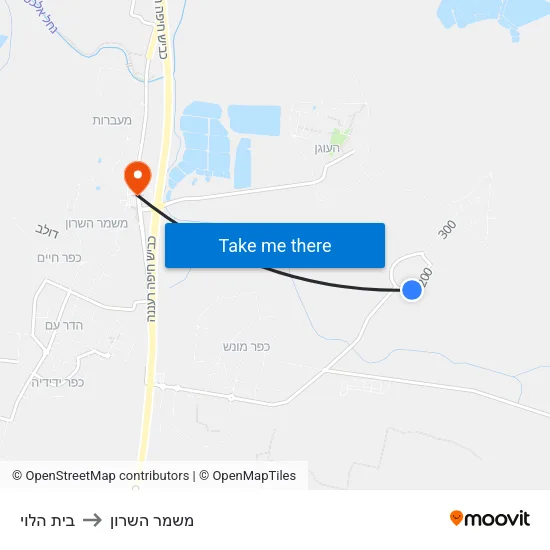 בית הלוי to משמר השרון map