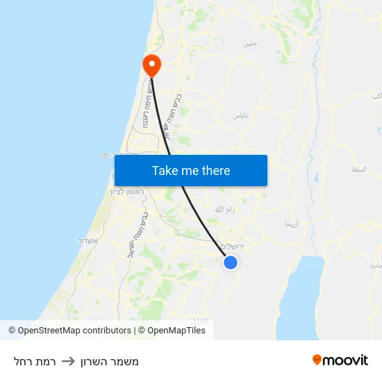 רמת רחל to משמר השרון map