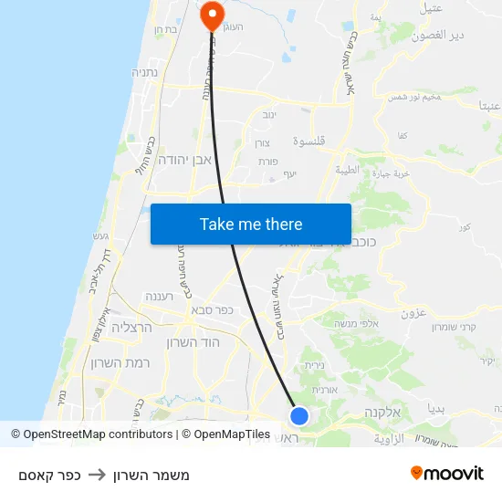 כפר קאסם to משמר השרון map