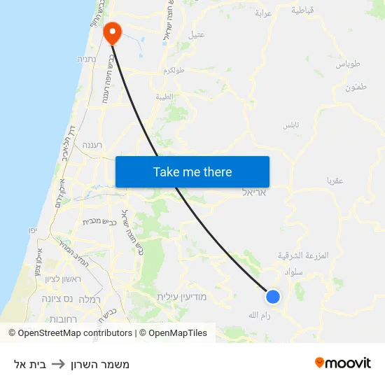 בית אל to משמר השרון map